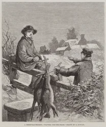 Een kerstcadeau, wachtend op de koets